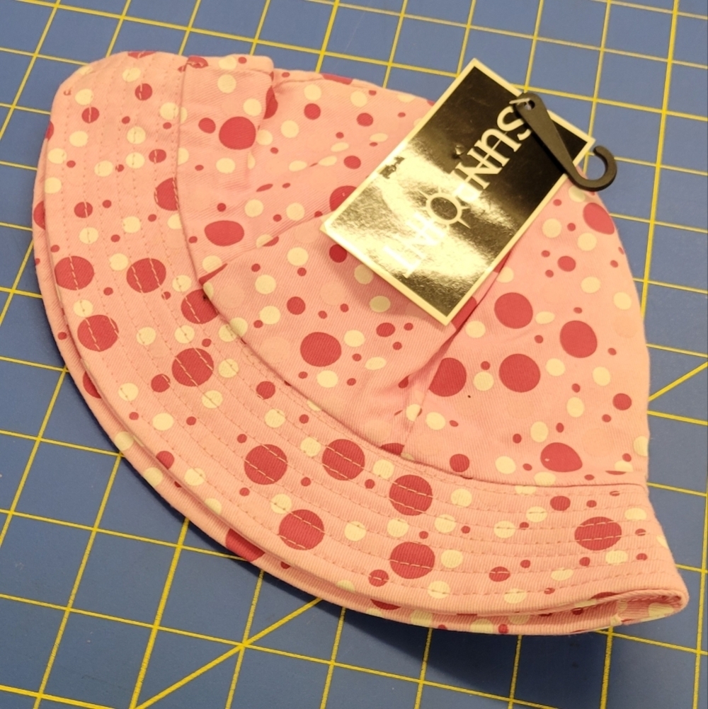 Sunpoint Pink Polka Dot Bucket Hat One Size Fits Most Toddlers